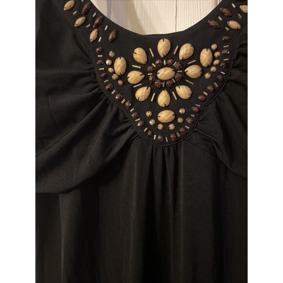 Jaclyn Smith‎ Long Black Embroidered Bead Dress Medium NWT - Picture 3 of 7